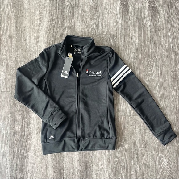 Adidas Black/White Zip-Up Jacket NWT - Picture 1 of 6